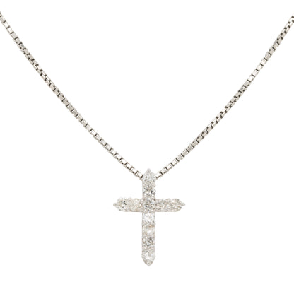 Platinum 0.50ctw Small Diamond Cross Pendant Necklace
