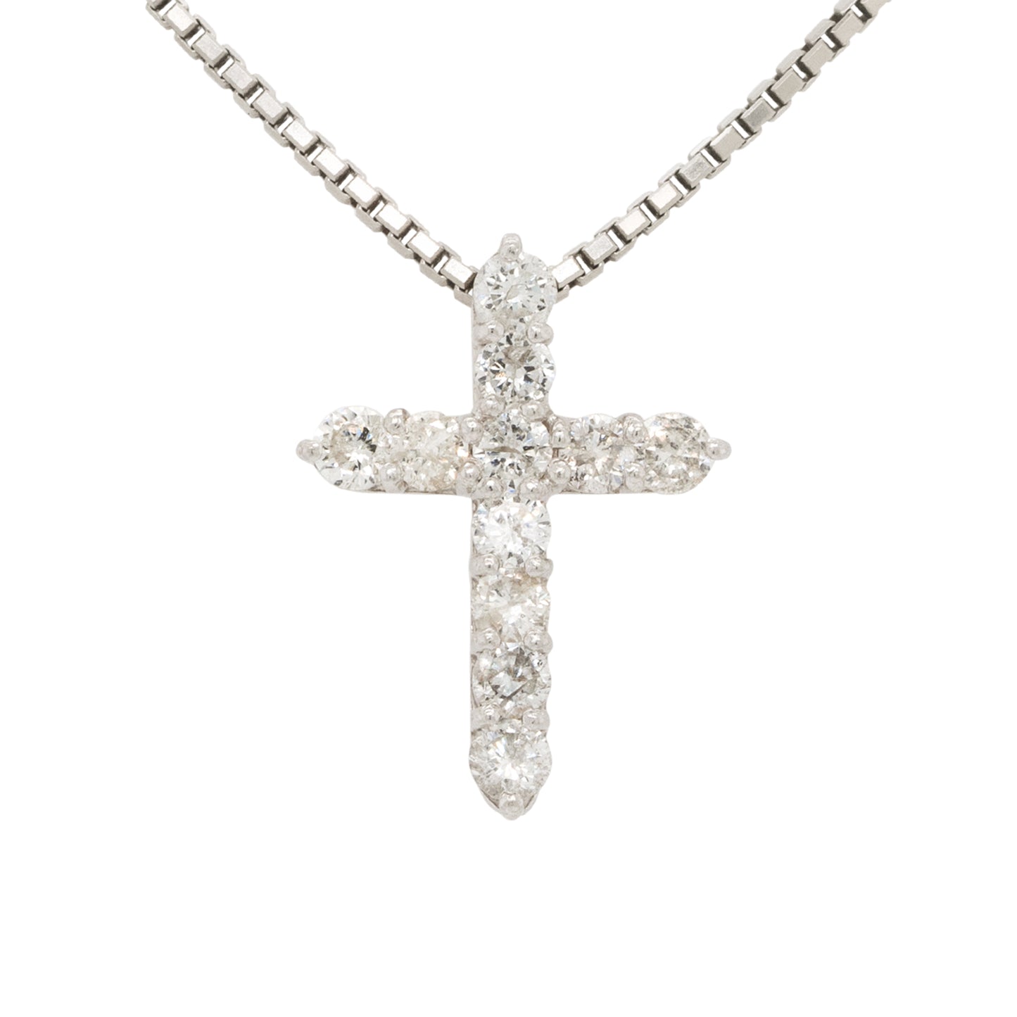 Platinum 0.50ctw Small Diamond Cross Pendant Necklace