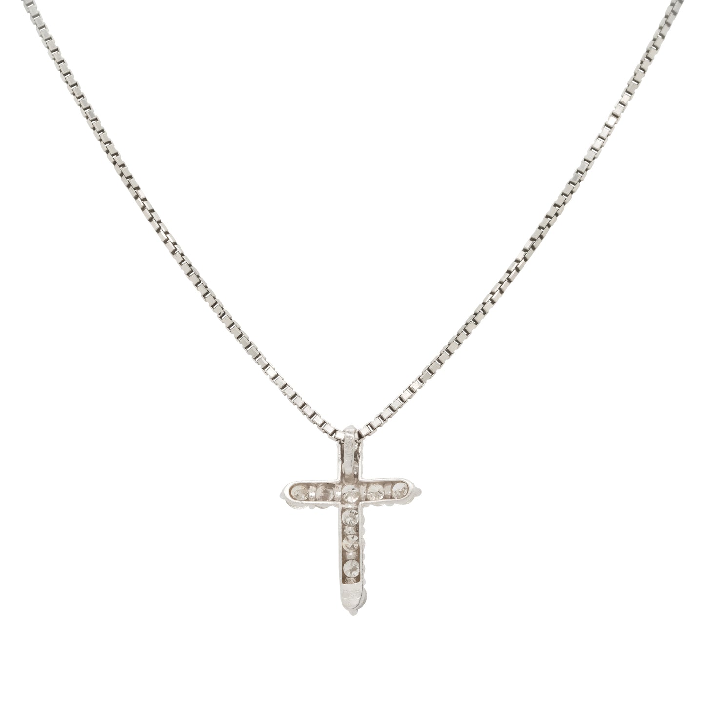 Platinum 0.50ctw Small Diamond Cross Pendant Necklace
