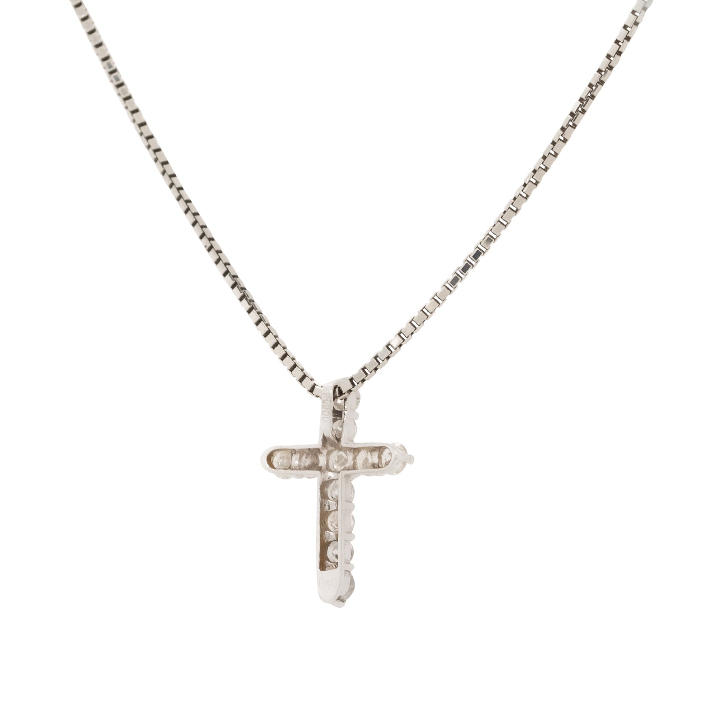 Platinum 0.50ctw Small Diamond Cross Pendant Necklace