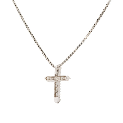 Platinum 0.50ctw Small Diamond Cross Pendant Necklace