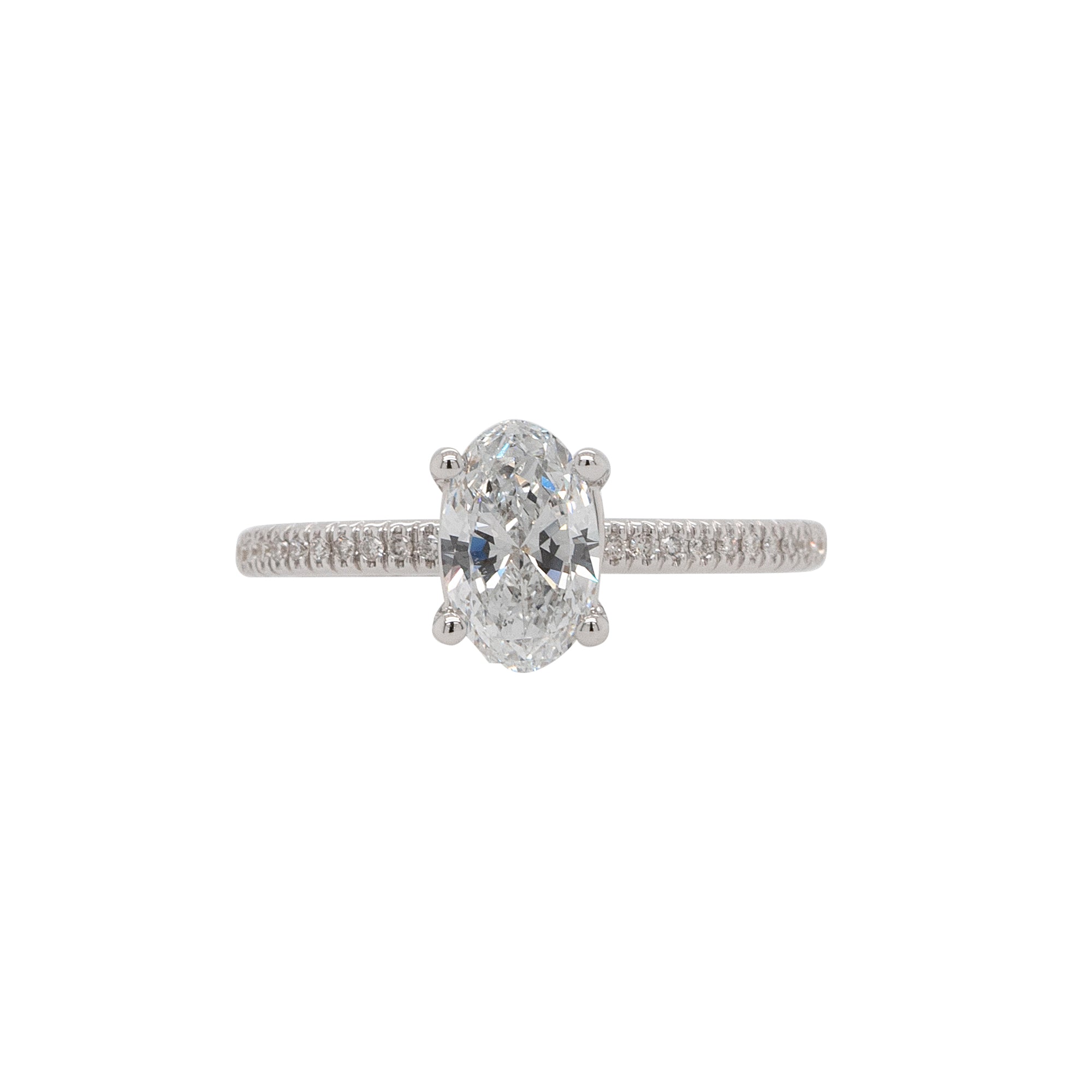 18k White Gold 0.90ct GIA Oval Cut Halfway Diamond Engagement Ring