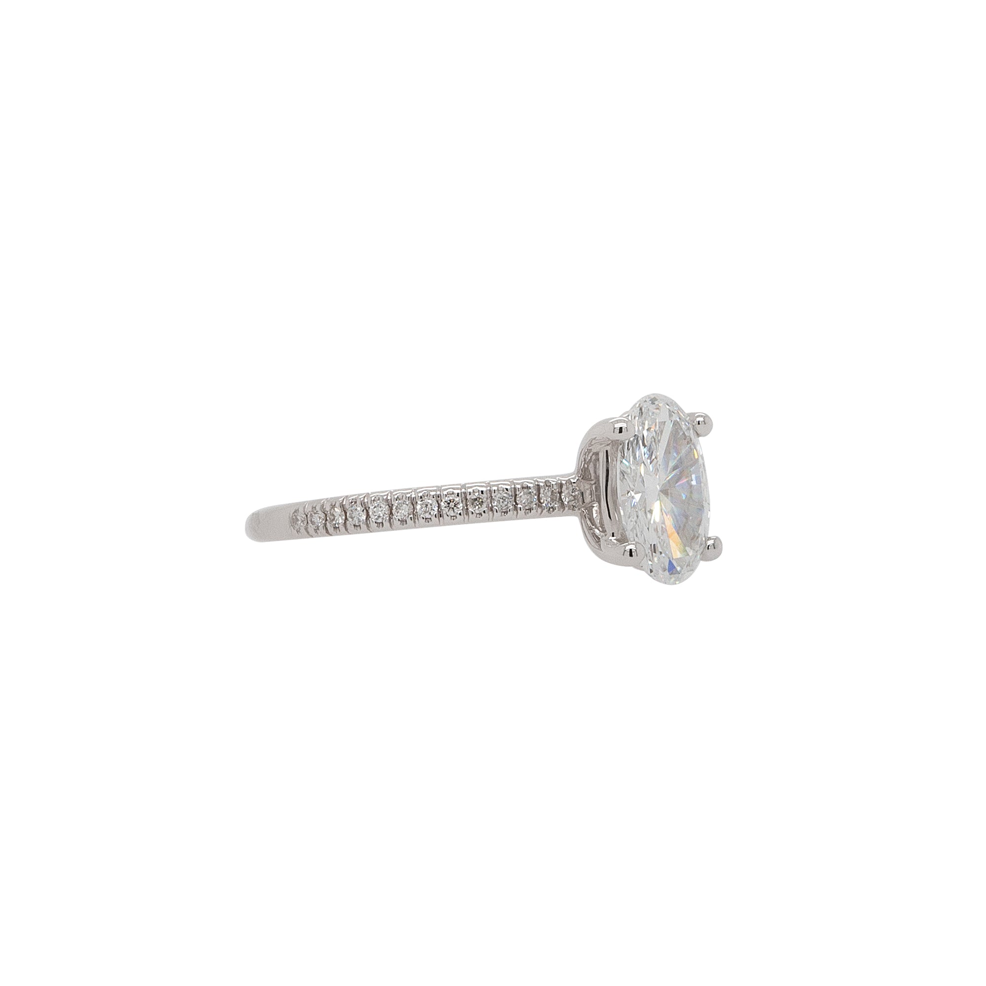 18k White Gold 0.90ct GIA Oval Cut Halfway Diamond Engagement Ring