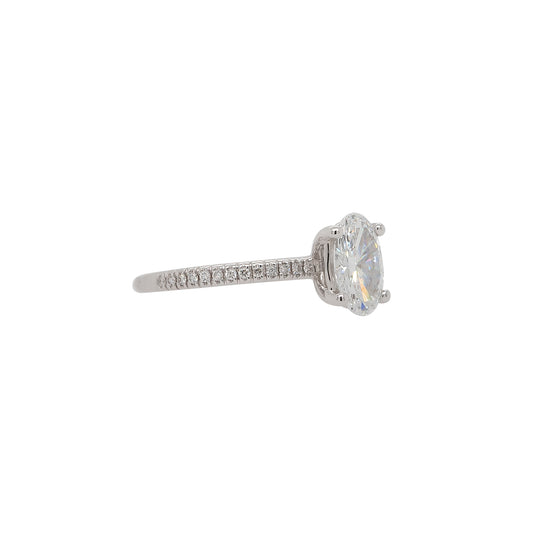 18k White Gold 0.90ct GIA Oval Cut Halfway Diamond Engagement Ring