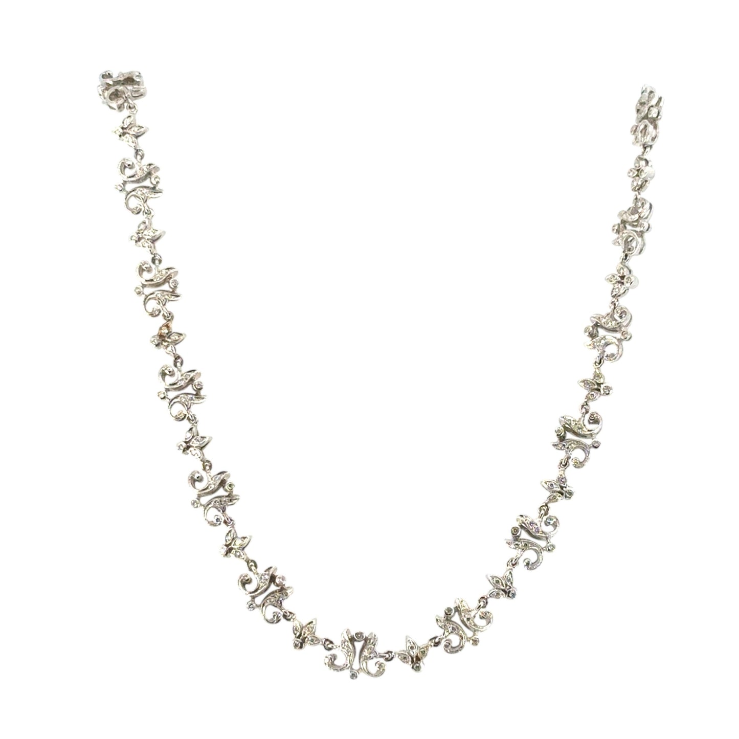 18k White Gold approx. 2.63ctw Diamond Floral Necklace 
