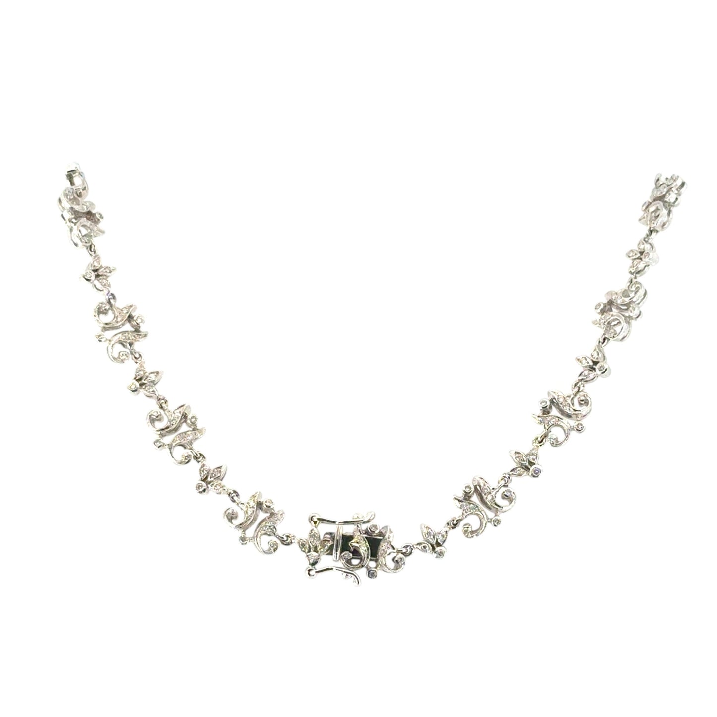 18k White Gold approx. 2.63ctw Diamond Floral Necklace 