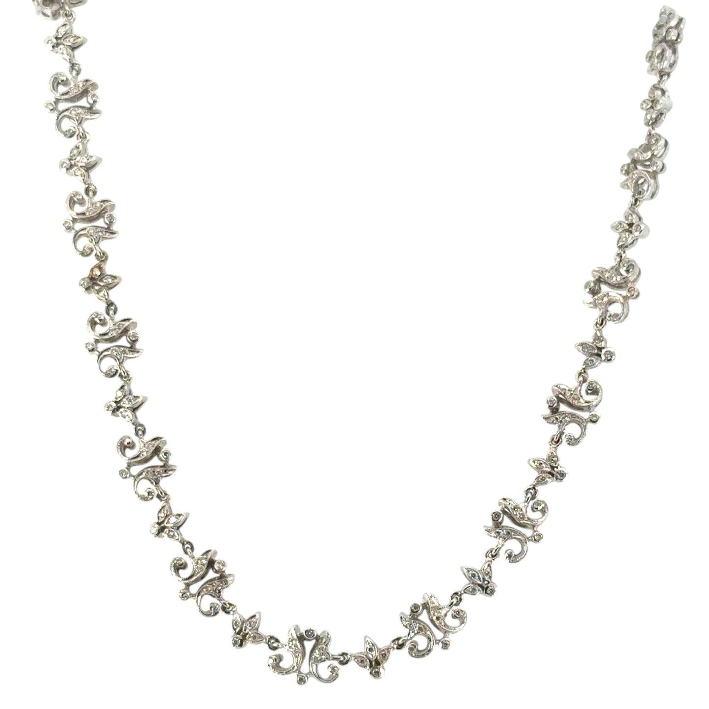18k White Gold approx. 2.63ctw Diamond Floral Necklace 