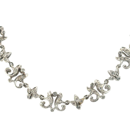 18k White Gold approx. 2.63ctw Diamond Floral Necklace 