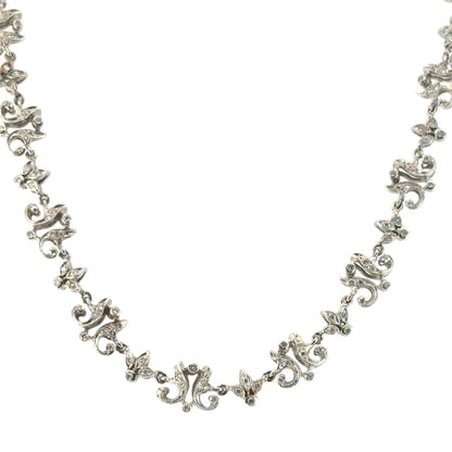 18k White Gold approx. 2.63ctw Diamond Floral Necklace 