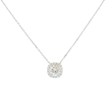 14k White Gold 1.15ct Round Brilliant Natural Diamond Pendant Necklace