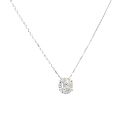 14k White Gold 1.15ct Round Brilliant Natural Diamond Pendant Necklace