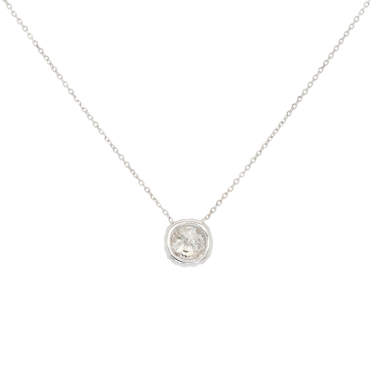14k White Gold 1.15ct Round Brilliant Natural Diamond Pendant Necklace