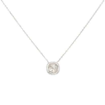 14k White Gold 1.15ct Round Brilliant Natural Diamond Pendant Necklace