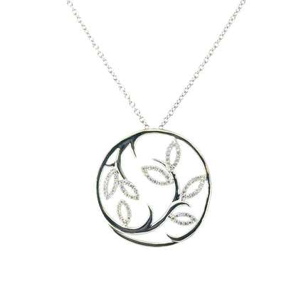 Gabriel & Co. 14k White Gold 0.33ctw Diamond Fashion Leaf Pendant Necklace