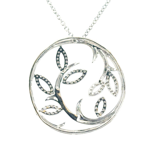 Gabriel & Co. 14k White Gold 0.33ctw Diamond Fashion Leaf Pendant Necklace