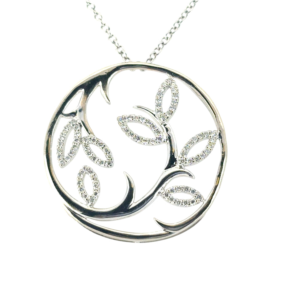 Gabriel & Co. 14k White Gold 0.33ctw Diamond Fashion Leaf Pendant Necklace