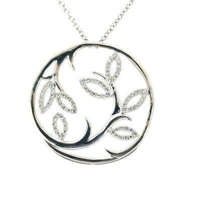 Gabriel & Co. 14k White Gold 0.33ctw Diamond Fashion Leaf Pendant Necklace