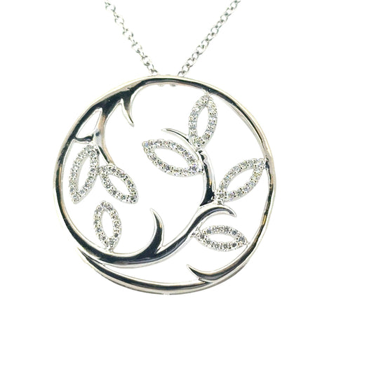 Gabriel & Co. 14k White Gold 0.33ctw Diamond Fashion Leaf Pendant Necklace