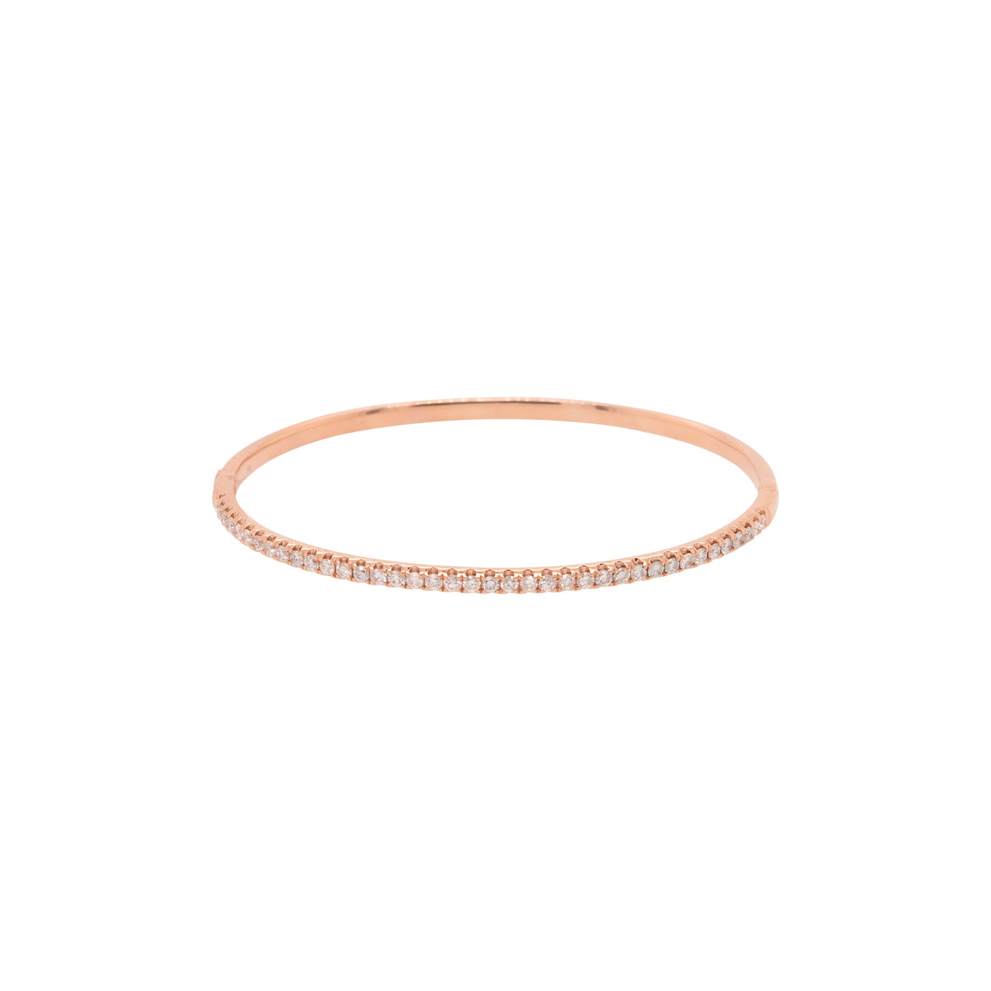 18k Rose Gold 1.00ctw Diamond Pave Thin Bangle Bracelet
