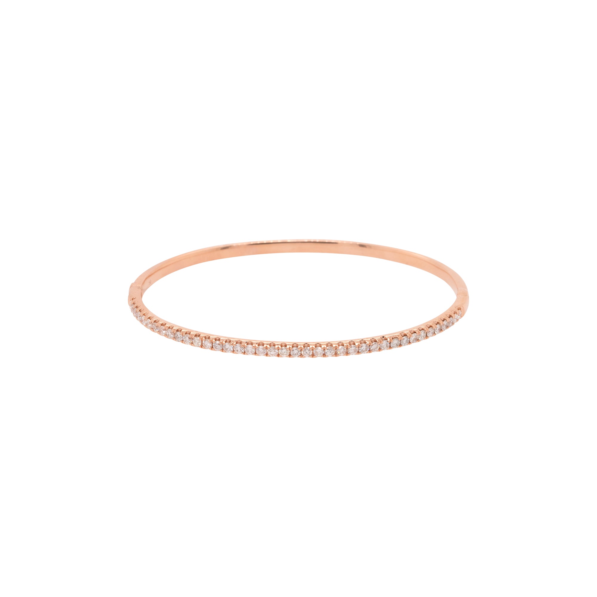 18k Rose Gold 1.00ctw Diamond Pave Thin Bangle Bracelet