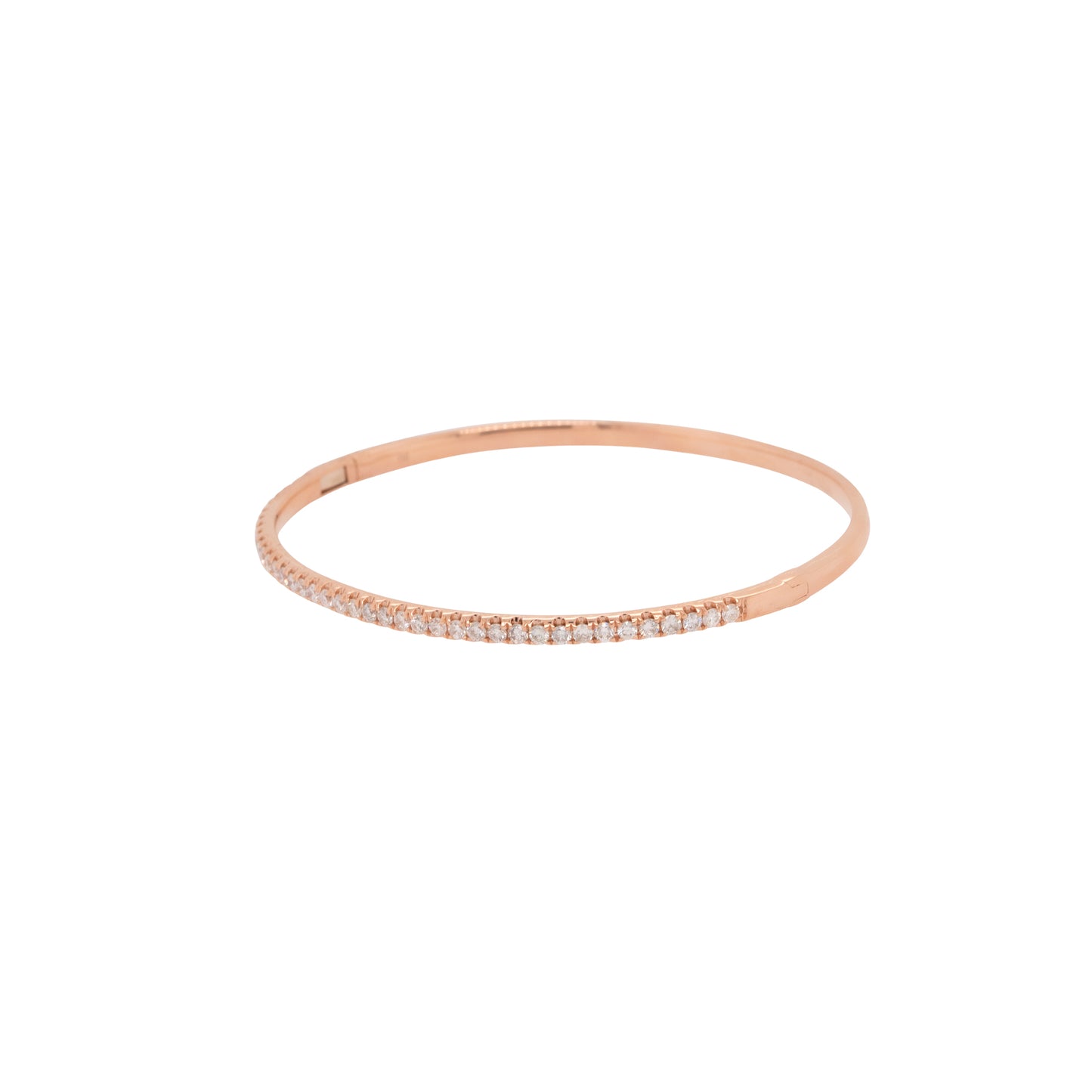 18k Rose Gold 1.00ctw Diamond Pave Thin Bangle Bracelet