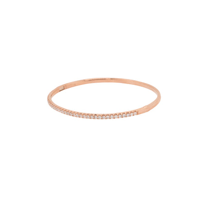18k Rose Gold 1.00ctw Diamond Pave Thin Bangle Bracelet