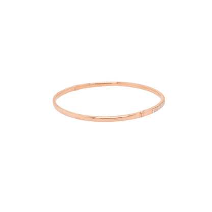 18k Rose Gold 1.00ctw Diamond Pave Thin Bangle Bracelet