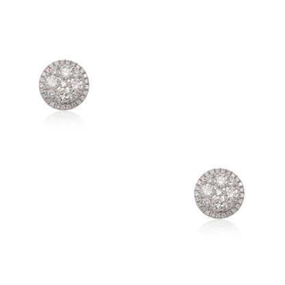 18k White Gold 2.04ctw Natural Round Diamond Pave Stud Earrings
