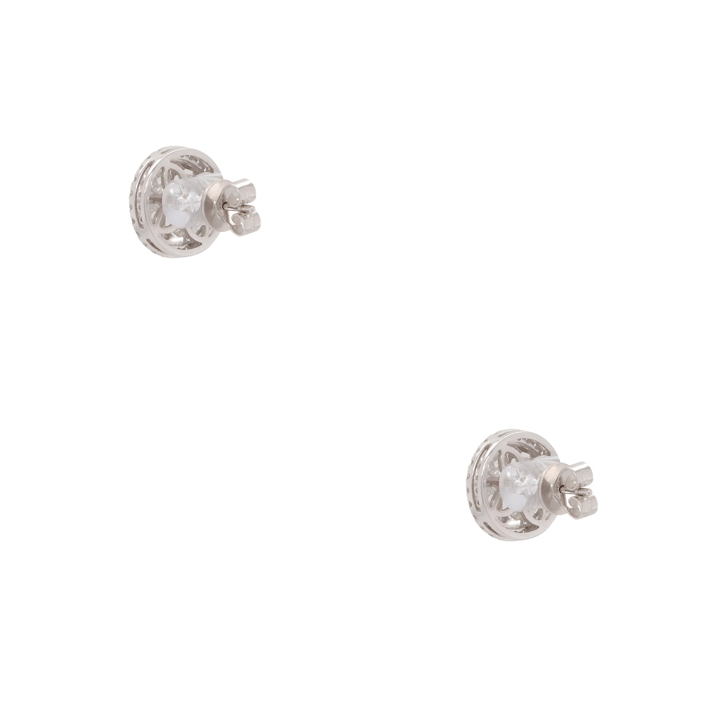18k White Gold 2.04ctw Natural Round Diamond Pave Stud Earrings