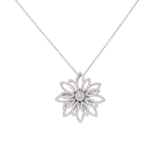 Gabriel & Co. 14k White Gold Diamond Fashion Flower Necklace