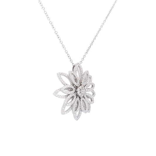 Gabriel & Co. 14k White Gold Diamond Fashion Flower Necklace