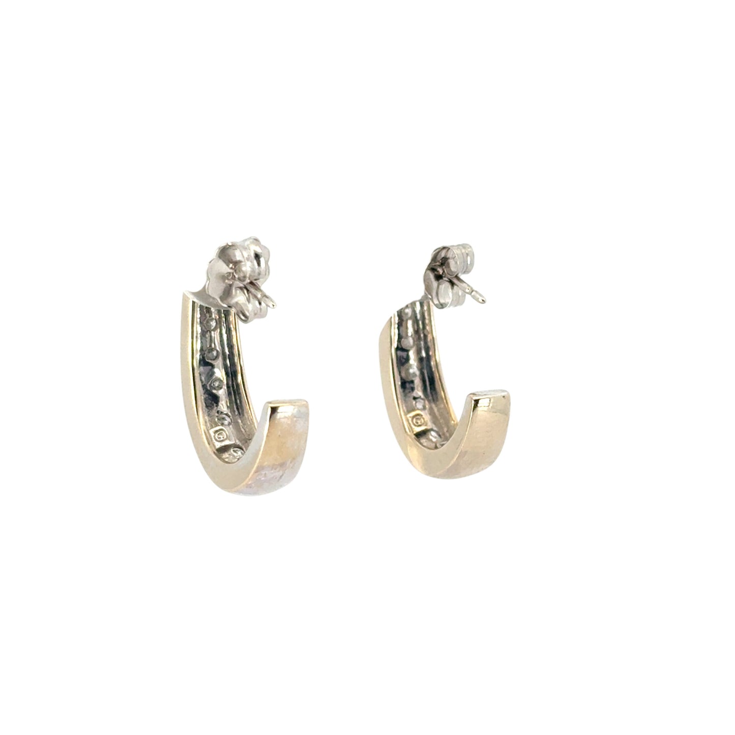 14k White Gold 0.57ctw Channel Set Diamond Hoops