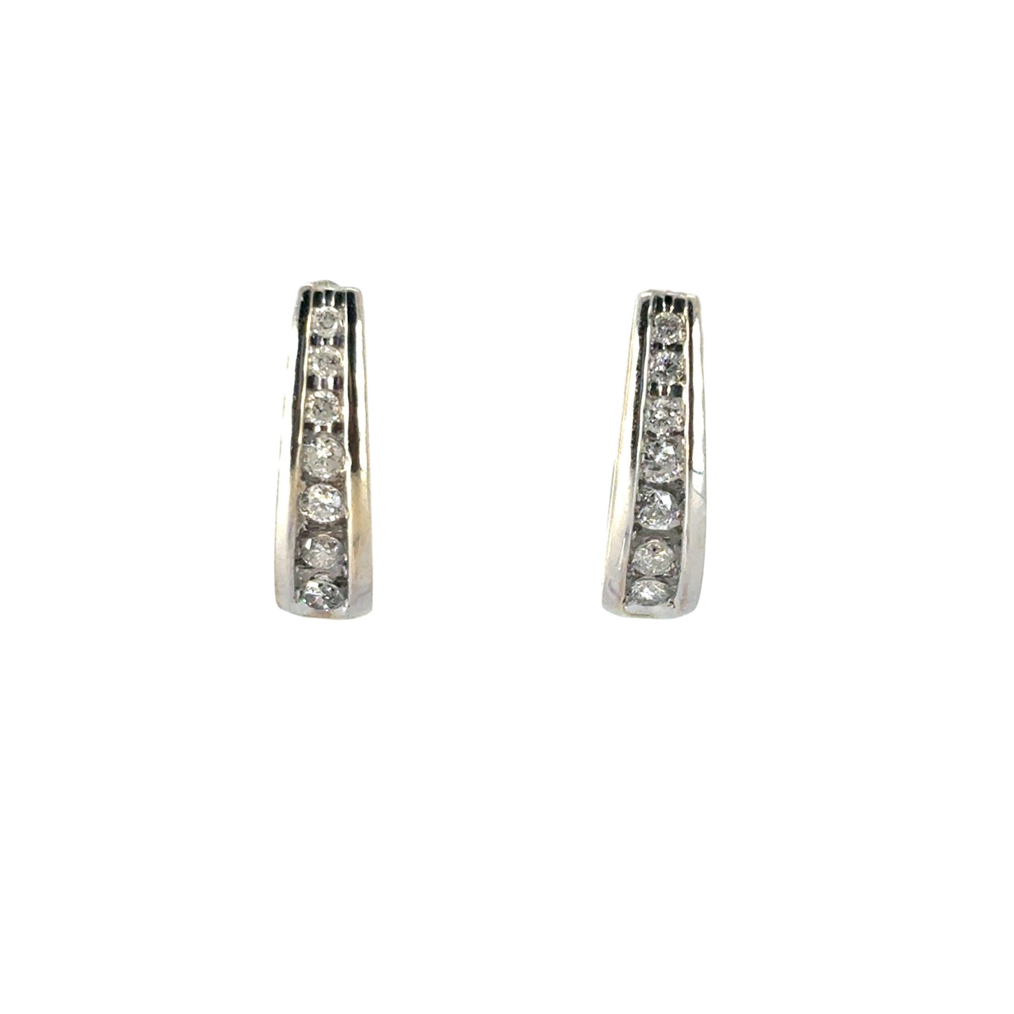 14k White Gold 0.57ctw Channel Set Diamond Hoops