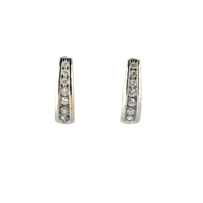 14k White Gold 0.57ctw Channel Set Diamond Hoops