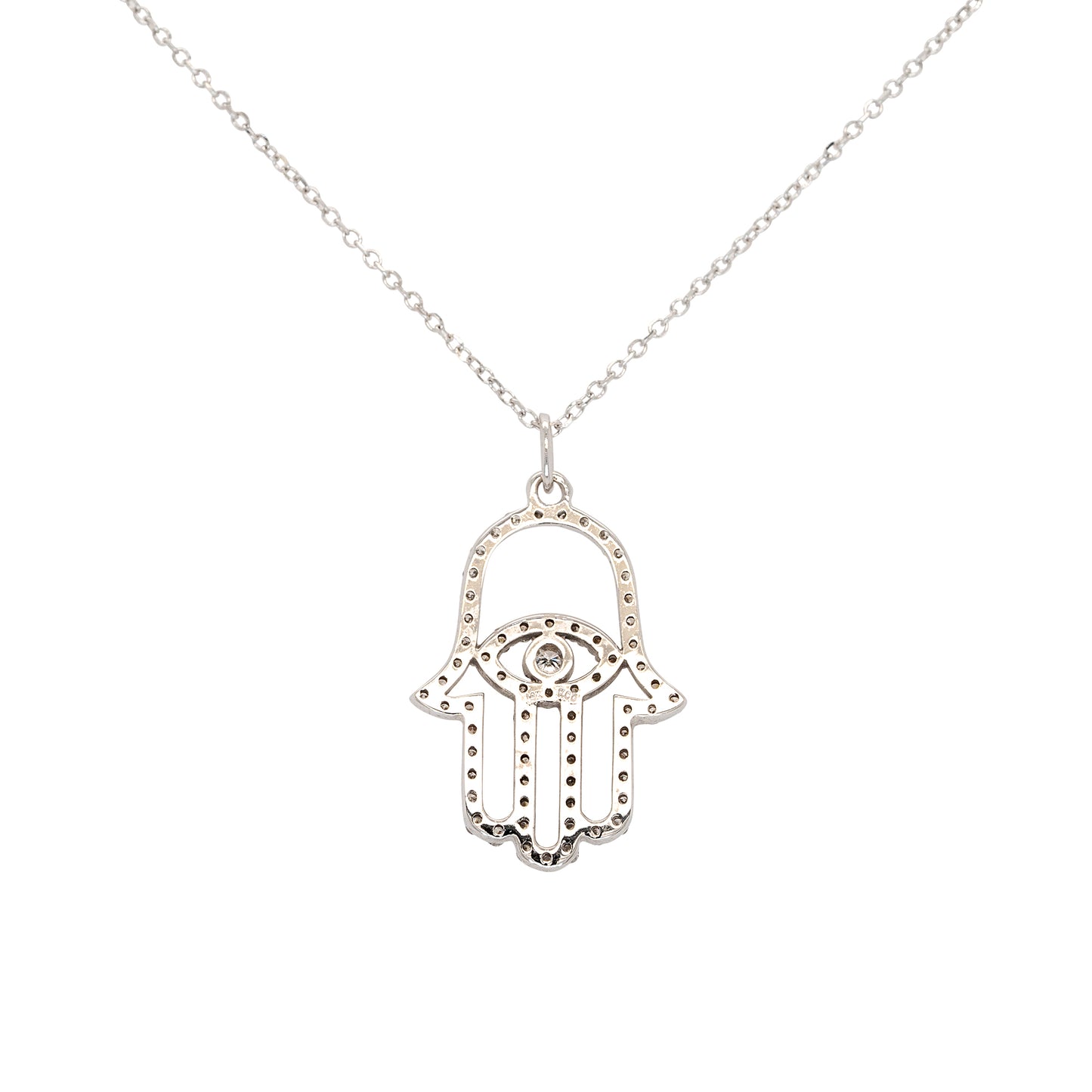 14k White Gold 0.36ctw KC Designs Evil Eye Hamsa Pendant Necklace