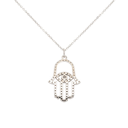 14k White Gold 0.36ctw KC Designs Evil Eye Hamsa Pendant Necklace