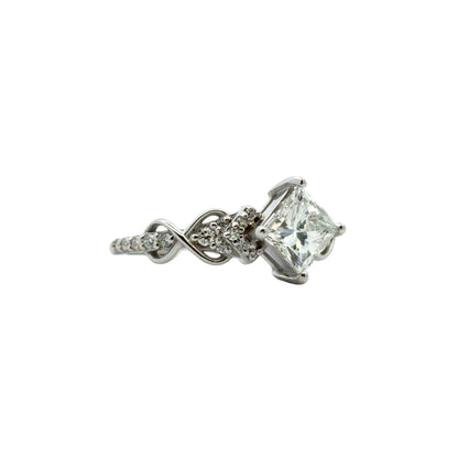 14k White Gold GIA Certified 1.05ct Natural Princess Cut Diamond Engagement Ring 