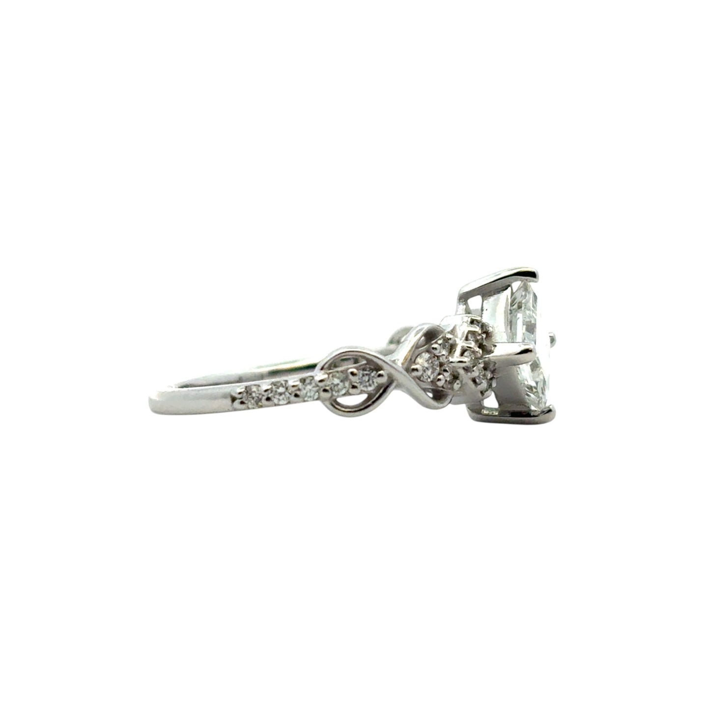14k White Gold GIA Certified 1.05ct Natural Princess Cut Diamond Engagement Ring 