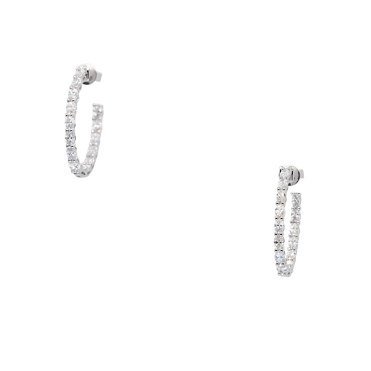 14k White Gold 2.59ctw Natural Diamond Hoops