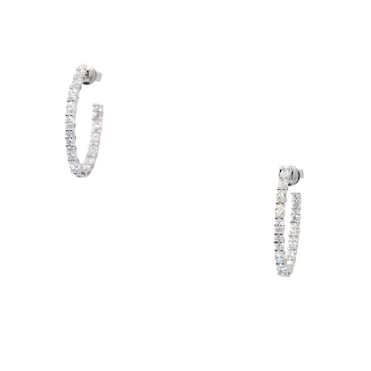 14k White Gold 2.59ctw Natural Diamond Hoops