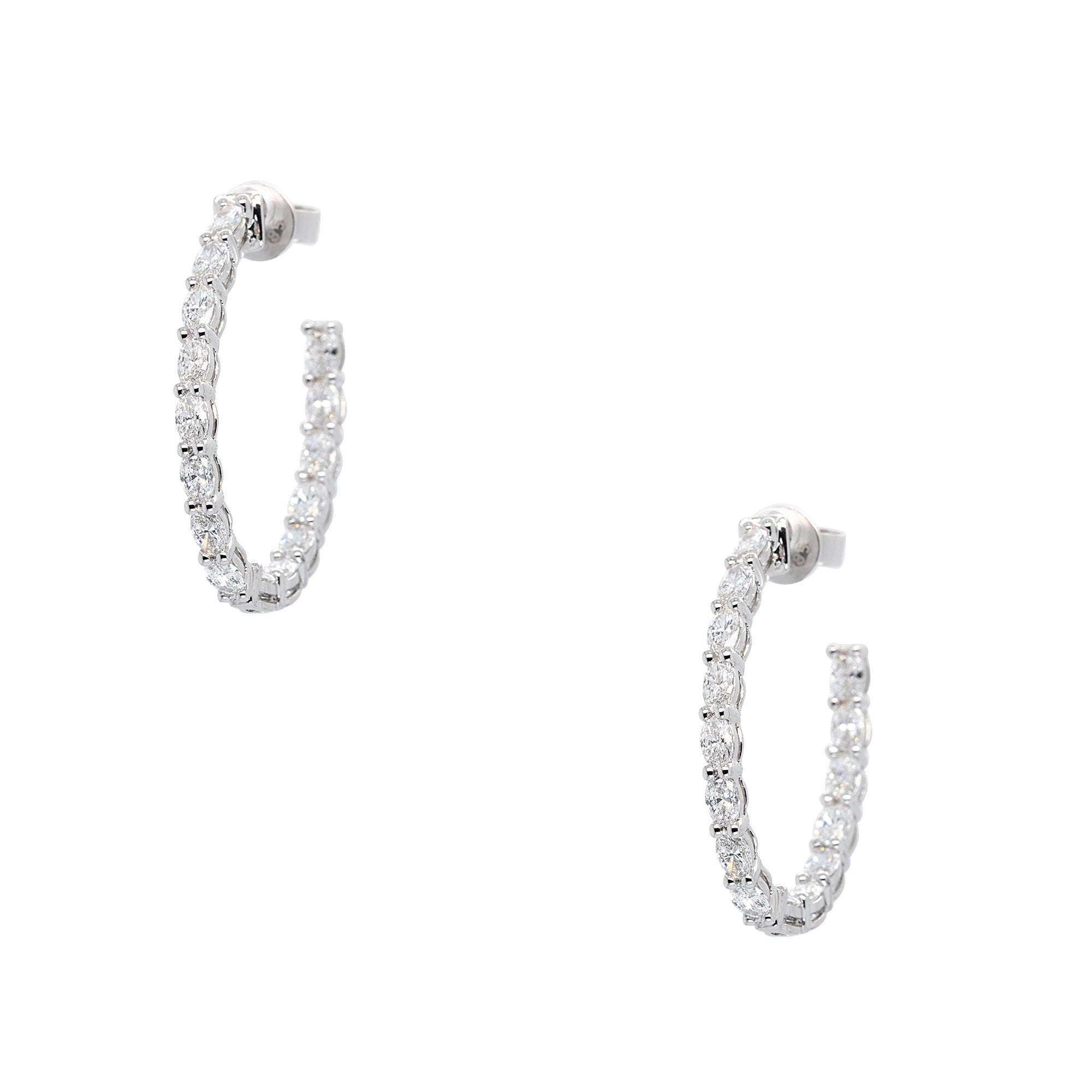 14k White Gold 2.59ctw Natural Diamond Hoops