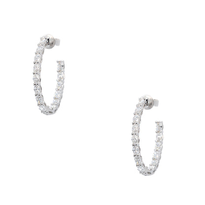 14k White Gold 2.59ctw Natural Diamond Hoops
