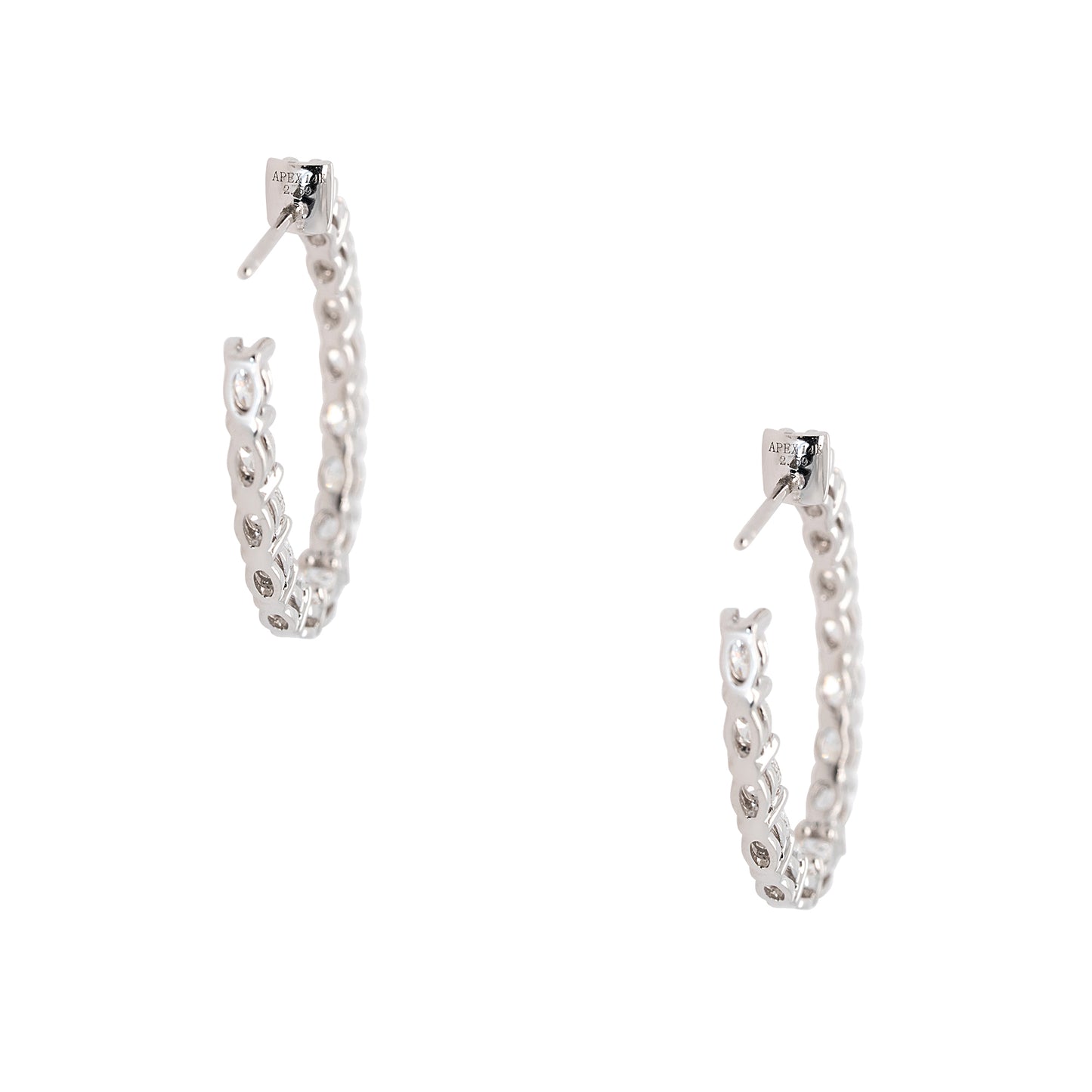 14k White Gold 2.59ctw Natural Diamond Hoops