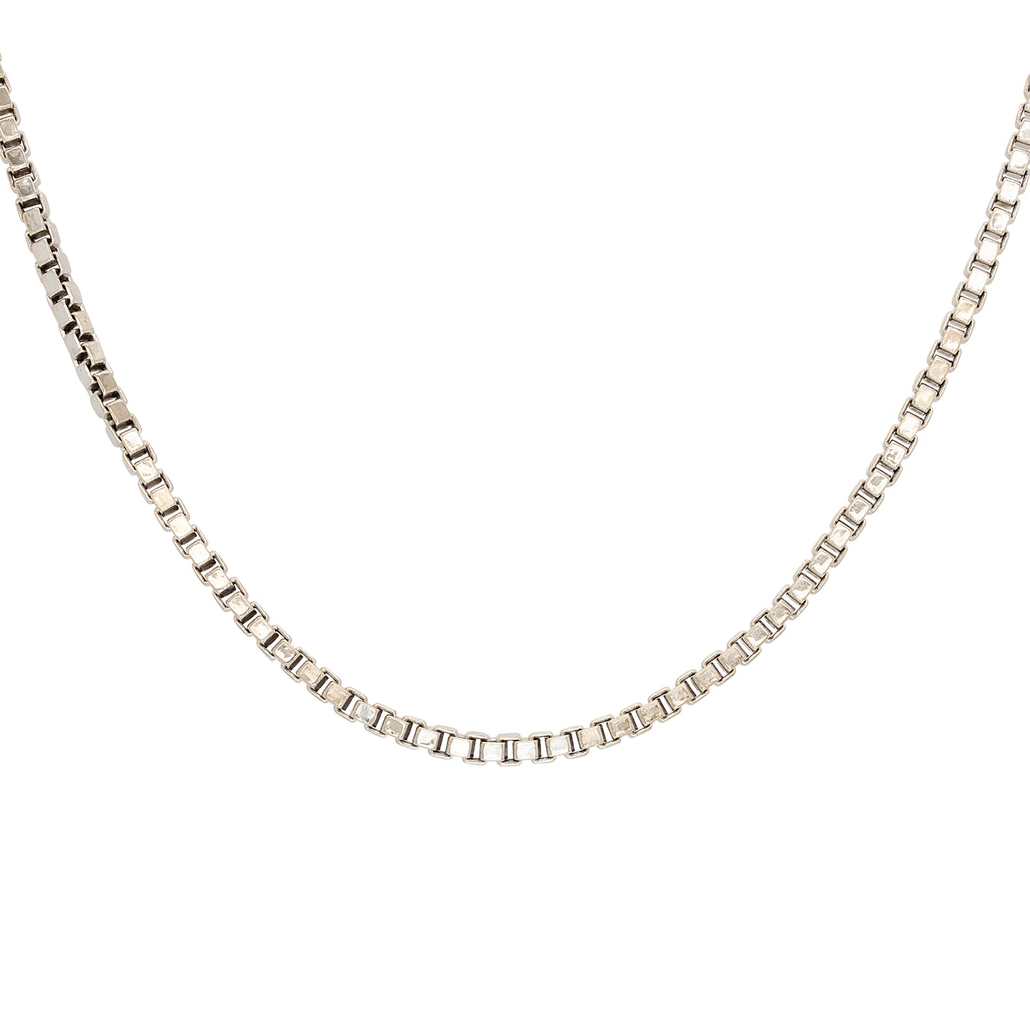18k White Gold Plain Box Chain Necklace