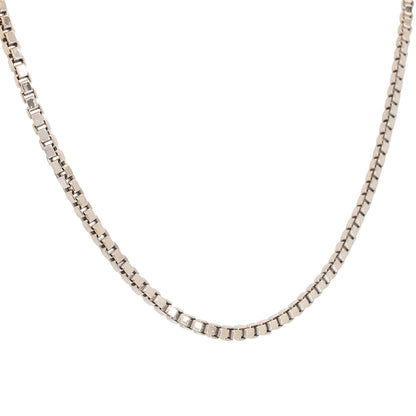 18k White Gold Plain Box Chain Necklace