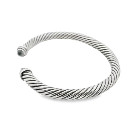 David Yurman Sterling Silver Classic Cable Bracelet with Black Onyx and Diamonds