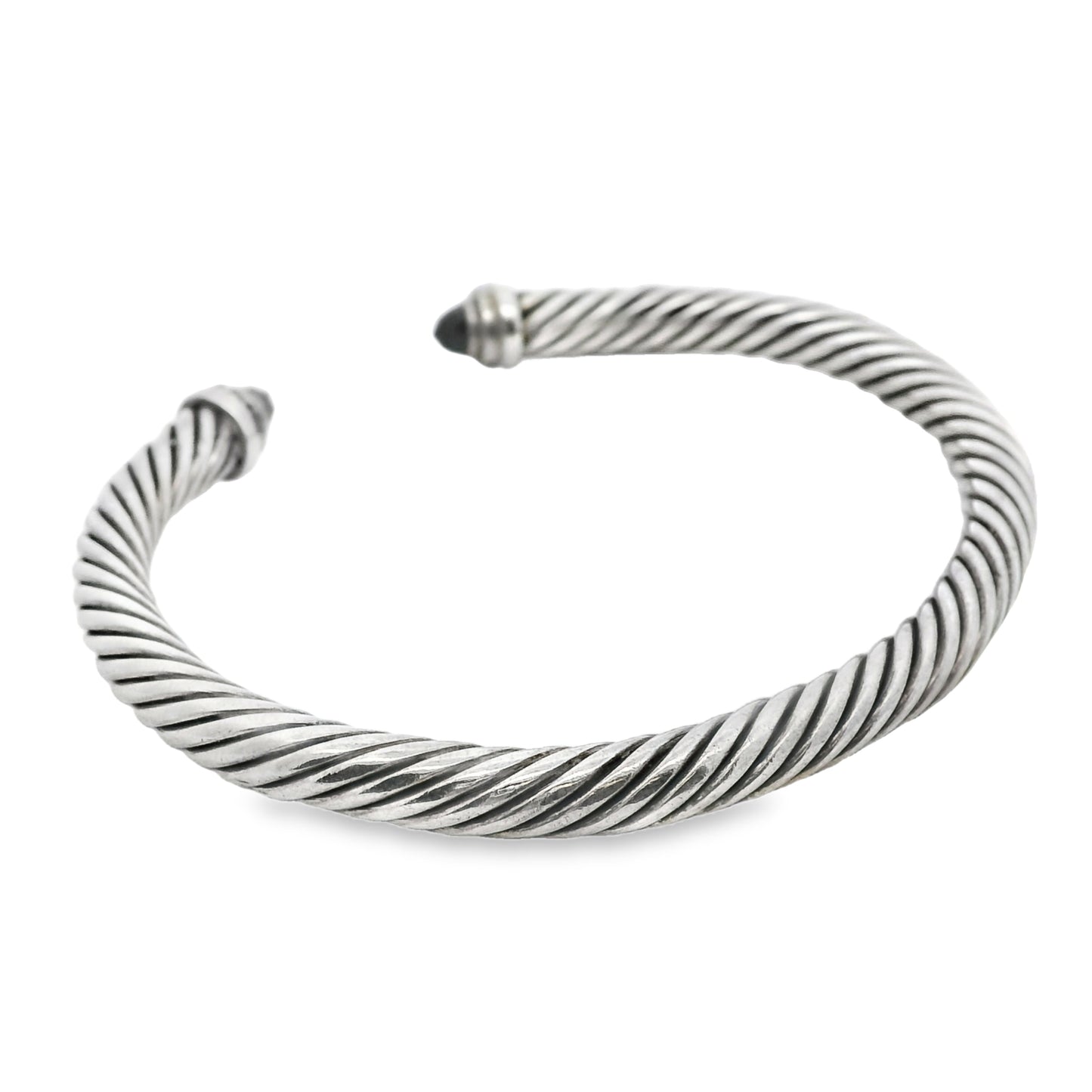 David Yurman Sterling Silver Classic Cable Bracelet with Black Onyx and Diamonds