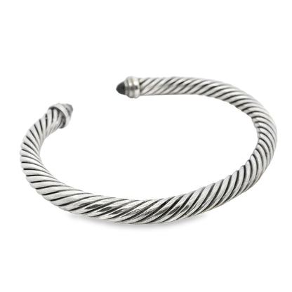 David Yurman Sterling Silver Classic Cable Bracelet with Black Onyx and Diamonds