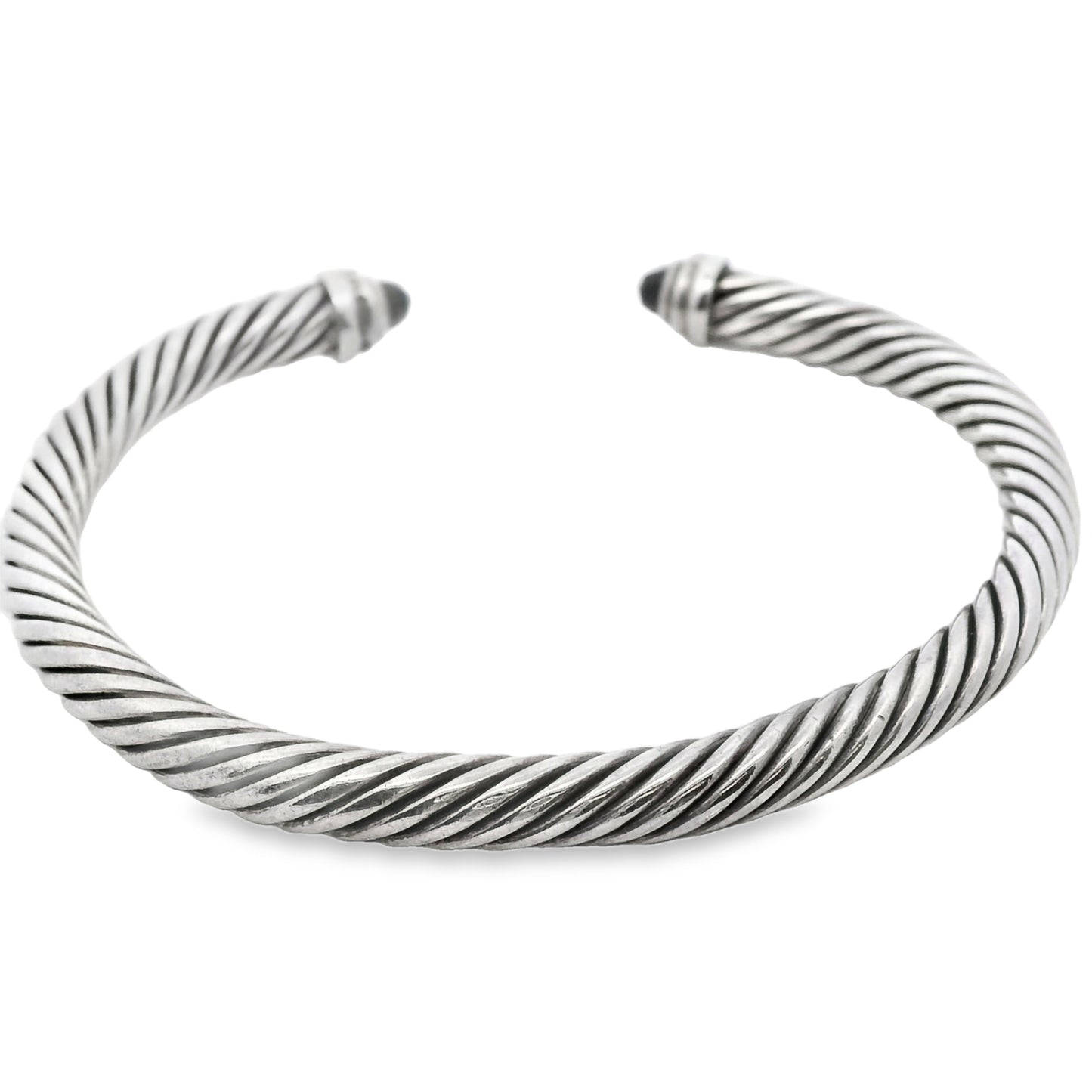 David Yurman Sterling Silver Classic Cable Bracelet with Black Onyx and Diamonds