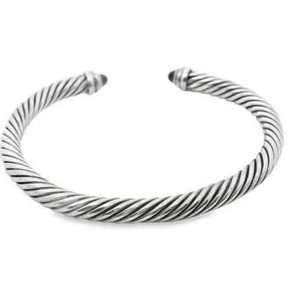 David Yurman Sterling Silver Classic Cable Bracelet with Black Onyx and Diamonds